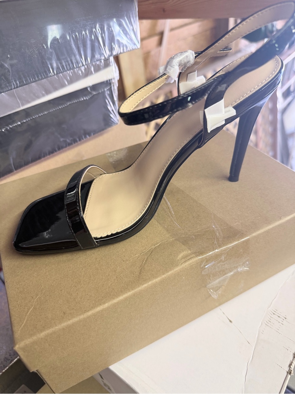 Classic Black Patent Strappy High Heel Sandals